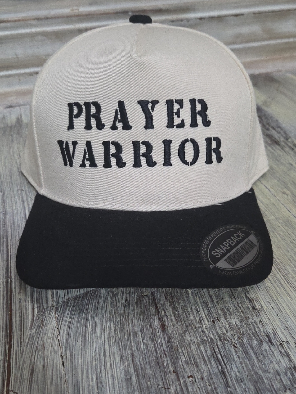Prayer Warrior Two-Tone Snapback Hat - Black & Cream